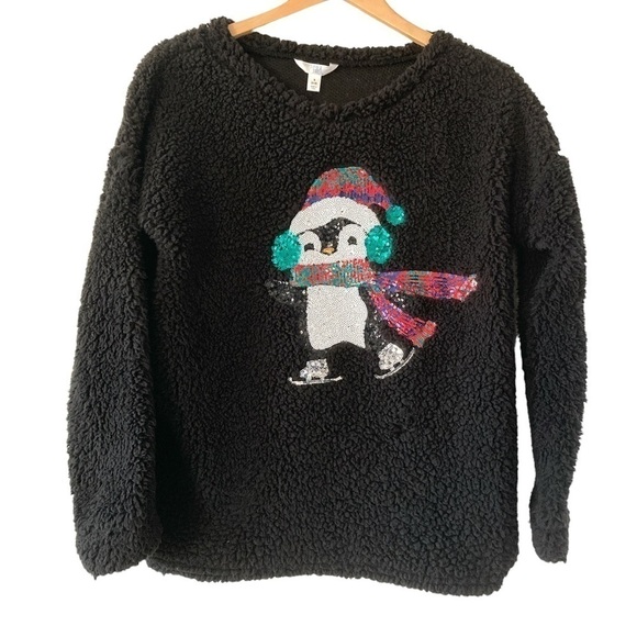 Time and Tru small Christmas sweatshirt penguin Christmas holidays - Picture 1 of 10
